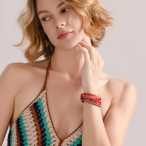 Miniatura 46 de FANCY SHINY - Pulsera de cuero estilo bohemio, pulsera de cuentas de cristal con cierre magnético, regalos de joyería para mujer