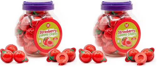 Miniatura 7 de Planet Mix Gomitas de Caramelo en Bolitas - Tarro de 19 onzas (30 unidades) - Centro de mermelada de fresa - Caramelo masticable envuelto