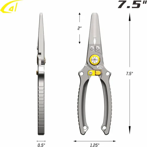 Miniatura 2 de danco Cortador de pesca central de aluminio de 7.5 "con funda, línea de pesca y cortador de alambre, seguro para agua salada, pesca de agua