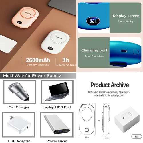 Miniatura 6 de AOCOOLFAN Ventilador de cuello portátil, mini ventilador de mano personal pequeño recargable por USB de 3 velocidades para niñas, niños y mujeres