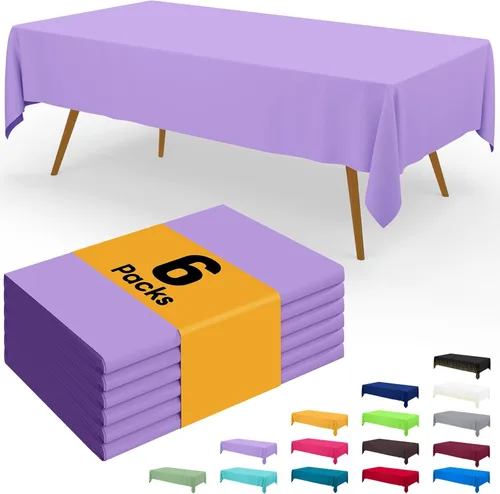 Miniatura 78 de Smiry - Juego de 6 manteles desechables, 54 x 78 pulgadas, manteles impermeables rectangulares para fiestas, cubierta de mesa de plástico