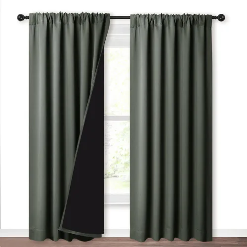 Miniatura 64 de NICETOWN Cortinas blancas 100% opacas, 2 capas gruesas completamente opacas con bolsillo para barra, cortinas aislantes térmicas para Blanco puro