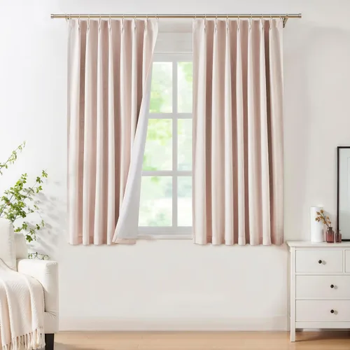 Miniatura 40 de Central Park Paneles de cortinas plisadas opacas con textura de lino, con aislamiento térmico y pestaña trasera, para sala de estar o dormitorio