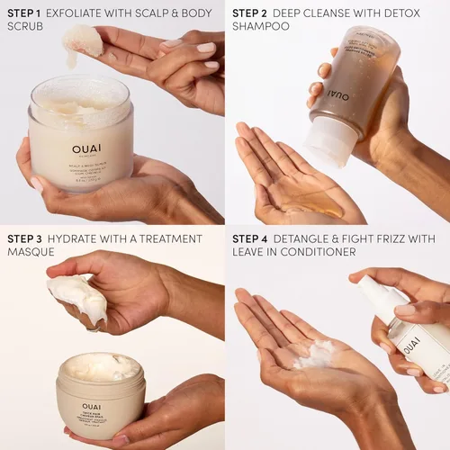 Miniatura 8 de OUAI Paquete de champú Detox y acondicionador de cabello mediano – Champú clarificador para acumulación, suciedad, aceite, producto y agua dura