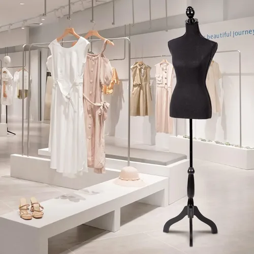 Miniatura 8 de Maniquí femenino Torso vestido forma maniquí cuerpo vestido modelo con soporte de trípode, 60-67 pulgadas altura ajustable mujer cuerpo torso