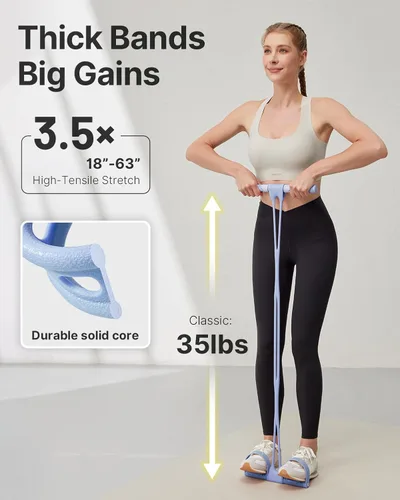 Miniatura 3 de YOTTOY Pedal Resistance Band, Thick Elastic Tension Rope with Handles, Sit-Up Pull Rope Fitness Equipment for Leg, Arm, Abs, Waist, Home Gym