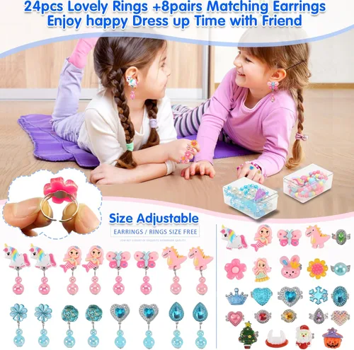 Miniatura 3 de Juguetes para edades de 5 a 7 años, joyería, juguetes para niñas de 8 a 10 años, aretes de clip, juguete para niñas pequeñas de 6 a 8 años, disfraz