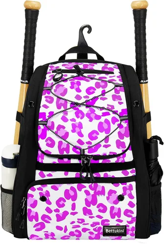 Miniatura 11 de Bolsa de béisbol juvenil con compartimento ventilado para zapatos, bolsa de bate de sóftbol para guantes de bateo, casco, equipo de teeball - Rosado