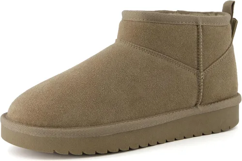 Miniatura 18 de CUSHIONAIRE, Hip 2 - Botas de nieve de gamuza auténtica para mujer, sin cordones, con cómodo forro de piel de oveja sintética + espuma viscoelástica
