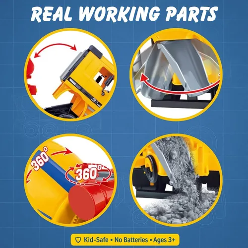Miniatura 3 de Liberty Imports Camión de construcción de gran tamaño de 15 pulgadas para niños, vehículos a escala 1:22 con piezas móviles realistas