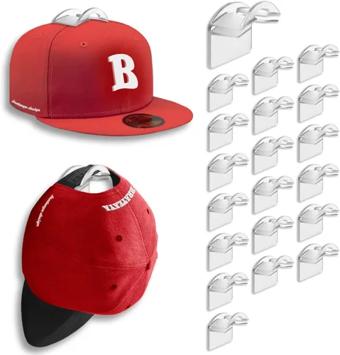 Percheros para sombreros de pared, fuertes soportes adhesivos para sombreros, organizador para gorras sin perforación, paquete de 20 ganchos para