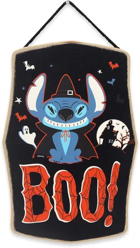 Disney Lilo and Stitch Boo - Decoración de pared de madera para Halloween, divertido letrero de Halloween para decoración del hogar Azul y rojo
