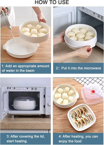 Miniatura 8 de Vaporizador de verduras para microondas, vaporizador de microondas para verduras, tazón de calefacción para microondas, micro utensilios de cocina