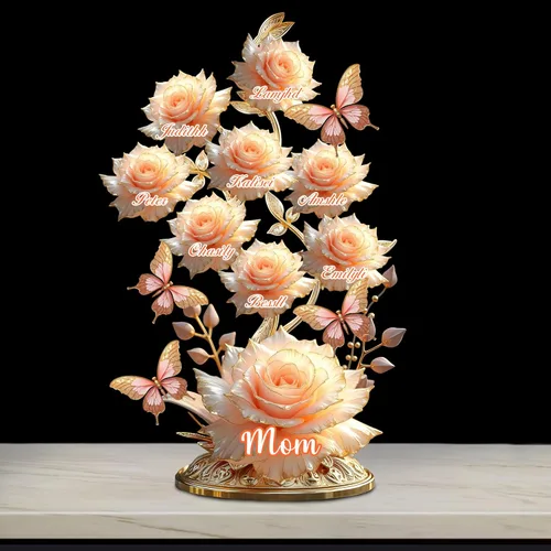 Miniatura 15 de Cada rosa contiene una pieza de tu lámpara de corazón, placa de rosa personalizada con nombre de 1 a 10 niños, luz LED personalizada para mamá, flor