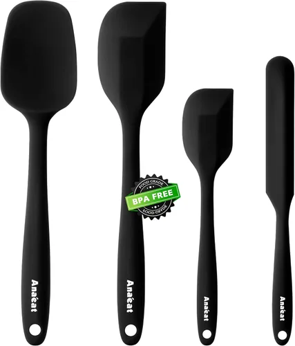 Anaeat Juego de 4 espátulas de silicona - Diseño sin costuras de una sola pieza - Espátulas de goma antiadherentes para rallador de cocina para