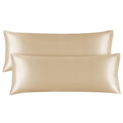 Miniatura 158 de Bedelite Funda de almohada de satén para el cuerpo, súper suave y refrescante, para el cabello y la piel, transpirable, sedosa y larga, 20 x 54 Rosa