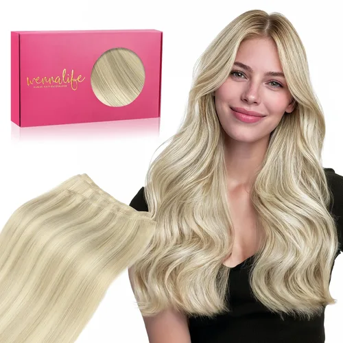 Miniatura 39 de WENNALIFE Extensiones de cabello humano real, 20 pulgadas, 3.53 onzas, color marrón chocolate, trama, cabello Remy atado a mano, extensiones