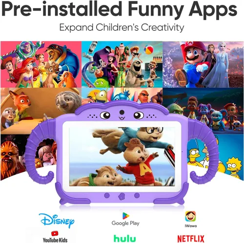 Miniatura 3 de Tableta para Niños de 7 Pulgadas Tabletas para Niños de 3-7 32 GB Tabletas para Niños Pequeños con YouTube Funda WiFi Cámara Dual, Tableta