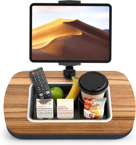 Miniatura 8 de ERGONOV Almohada de frijoles para tableta portátil, soporte ajustable para iPad con cuenco para snacks, clip giratorio de 360° para Kindle, teléfono