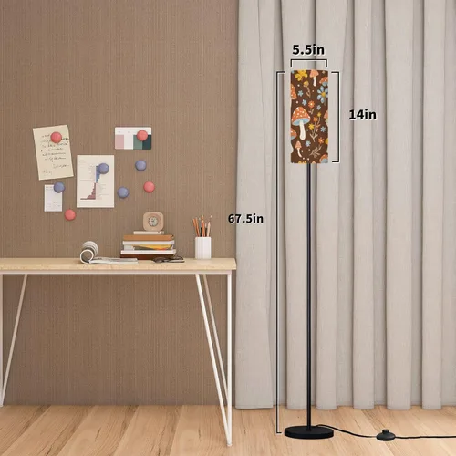 Miniatura 2 de Modern Floor Lamps for Living Room Retro 70s 60s Floral Hippie Mushroom Summer Groovy Flower Power Standing Lamps with Linen Lampshade Tall Lamp