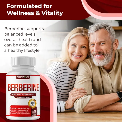 Miniatura 6 de Suplemento de berberina de 1800 mg – Berberina HCl de primera calidad 97% de alta pureza, apoya el sistema inmunológico, clorhidrato y extracto