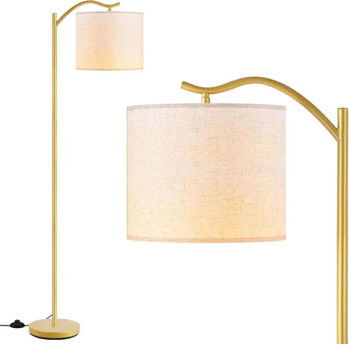 Miniatura 12 de BoostArea Lámpara de pie para sala de estar, lámpara arqueada LED de 9 W, altura moderna con pantalla de lino de tela, 3 niveles de brillo, enchufe