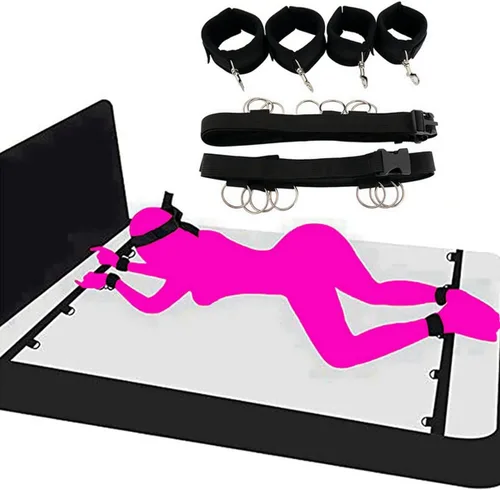 BDSM para parejas de restricciones de cama sexuales para adultos, correas de cama de tamaño King para adultos, colchón de juego, restricciones de