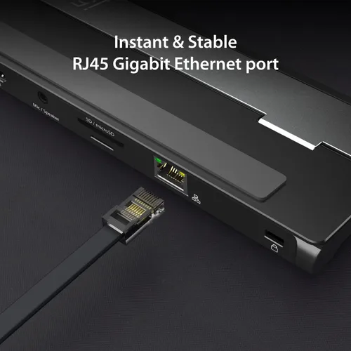 Miniatura 4 de j5create Estación de acoplamiento HDMI dual USB-C (10 en 1), pantalla HDMI dual 4K + 1080p, USB-A x3 de 5 Gbps, lector de tarjetas SD, PD 100 W