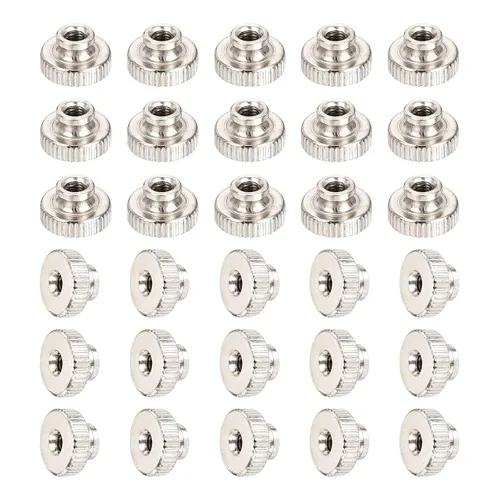 Miniatura 6 de uxcell Tuercas moleteadas, 10 piezas de perillas redondas de hierro M4x0.0.276 in para piezas de impresora 3D, tono plateado