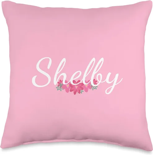 Regalos y diseños personalizados Shelby para niñas personalizado regalo Shelby nombre personalizado flores rosa tiro almohada, 16x16, multicolor