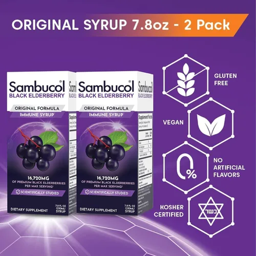 Miniatura 3 de Sambucol Jarabe de Saúco Negro - Jarabe de Sambucus, Líquido de Saúco Negro, Apoyo Inmunológico para Niños y Adultos, Alto en Antioxidantes, Sin