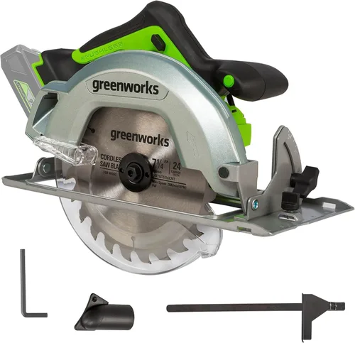 Miniatura 11 de Greenworks Sierra circular de 24 V, sin escobillas de 6-1/2 pulgadas, sierra circular de batería inalámbrica, 4,800 RPM, profundidad de corte