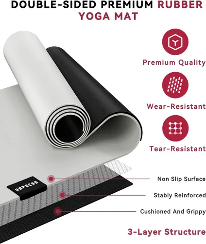 Miniatura 5 de HAPBEAR Large Yoga Mat 72"x30" - 5mm Thick PU Top & Rubber Bottom - Non-Slip Wide Exercise Mat with Dual Layers - High Shock Absorption for