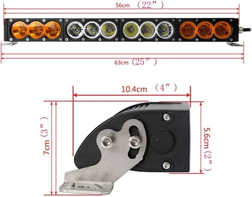 Miniatura 2 de Barra de luz LED de una sola fila de 22 pulgadas, 120W, de doble color, luz todoterreno, luz de trabajo, luz de conducción todoterreno, luz