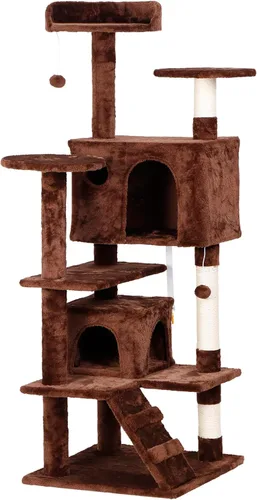 Miniatura 13 de Árbol de 54 pulgadas para gatos de interior, varios niveles, torre de condominio, muebles, casa de juegos para gatitos con postes rascadores
