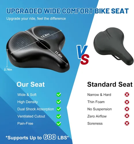 Miniatura 4 de APECYC - Asiento de bicicleta extra ancho y cómodo para mujeres y hombres Ergonomic Memory Foam, Relieve Sit Bone and Tailbone Pressure, Ideal for