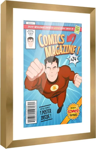 Miniatura 95 de Poster Palooza Marco de cómic con paspartú para 1 cómic de la Edad de Bronce publicado entre 1970 y 1985, marco de cómic negro para cómic de 7.25 x