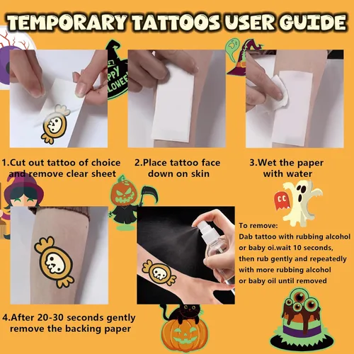 Miniatura 8 de 180 tatuajes de Halloween para niños, tatuajes temporales que brillan en la oscuridad para decoraciones de fiesta de Halloween, tatuajes temporales