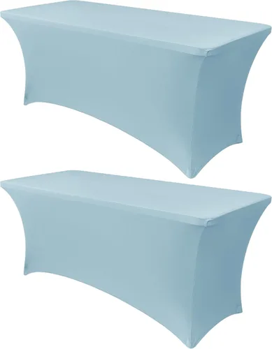 Miniatura 30 de Obstal Funda de mesa de elastano elástica de 4 pies para mesas plegables estándar, paquete de 2 manteles rectangulares universales ajustables