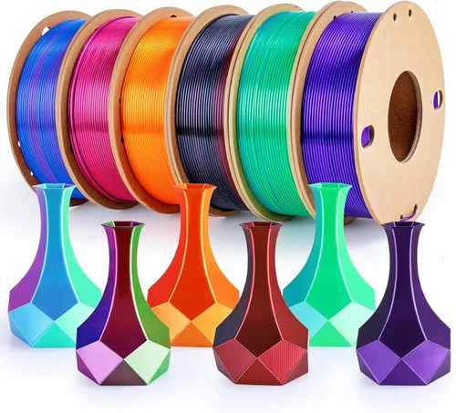 Miniatura 11 de Filamento de seda PLA para impresora 3D Filamento de seda PLA de triple color 1.75mm Filamento para impresión 3D Compatible con la mayoría de Tri