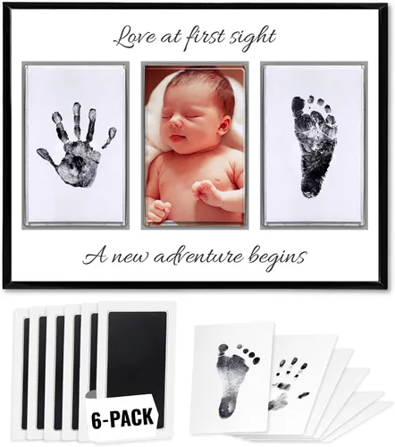 Miniatura 16 de Kit de manos y huellas sin tinta, placa de recuerdo de bebé y regalos de baby shower, ideal como regalo de mamá, marcos de fotos de guardería, kit