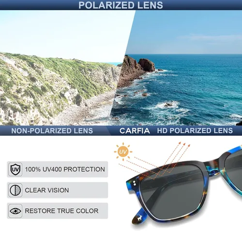 Miniatura 69 de Carfia Chic - Lentes de sol polarizados para mujer, protección UV400, marco de acetato pulido a mano