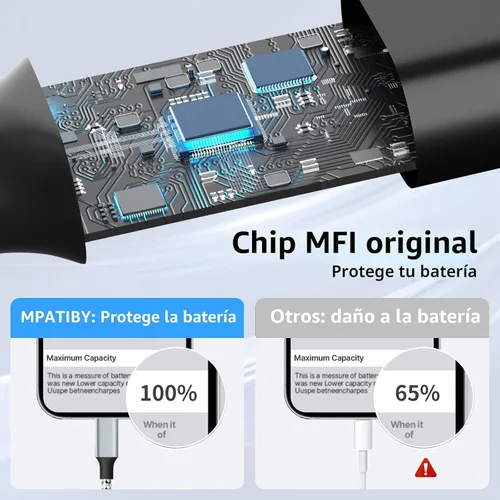 Miniatura 3 de Cable de carga múltiple, doble tipo C, cable de carga múltiple de nailon trenzado 4 en 1, cable de carga multi USB con puertos IP/tipo C/micro USB