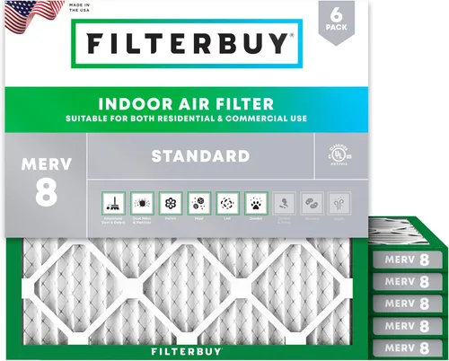 Miniatura 30 de Filterbuy Filtro de aire MERV 8 de 8 x 14 x 1 pulgadas para defensa contra el polvo y las alergias (paquete de 6), electrostático plisado HVAC