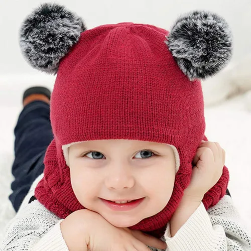 Miniatura 13 de Invierno Earflap Hat Invierno Con Capucha Bebé Sombrero Cálido Niño Bufanda Bufanda Flap Kid Cap Knit Girl Caps Cuidado del Bebé