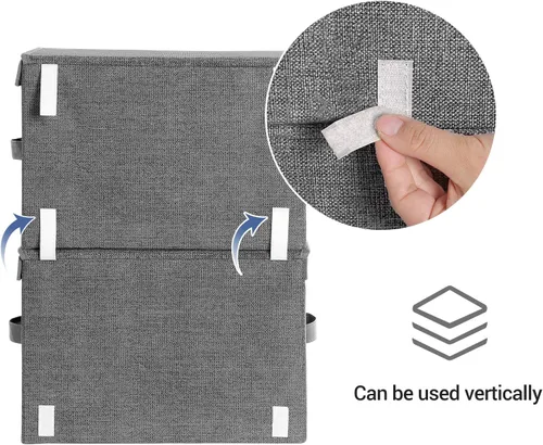 Miniatura 7 de SONGMICS URPLB02G - Juego de 2 cubos de almacenamiento apilables, cajas de almacenamiento con tapas y ventanas delanteras, organizadores de armario