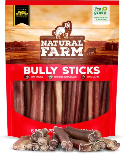 Miniatura 21 de Natural Farm Bully Sticks, sin olor, (6 pulgadas, 12 onzas), empaquetados por peso, masticables 100% de pene de toro, alimentados con pasto