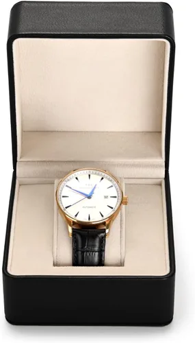 Miniatura 14 de Caja de regalo de reloj de cuero PU negro Premium Caja de almacenamiento de reloj individual con caja de reloj de pulsera de almohada extraíble