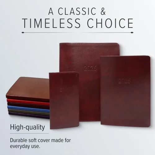 Miniatura 4 de Gallery Leather Agenda semanal y mensual grande 2025-2026, agenda y cuaderno con elegantes bordes de página dorados dorados, 12 meses, cactus Cactus