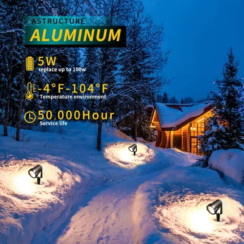 Miniatura 4 de Luces LED de paisaje, 5 W 120 V CA para caminos al aire libre, jardín patio, luz de inundación impermeable IP65, foco al aire libre con estaca